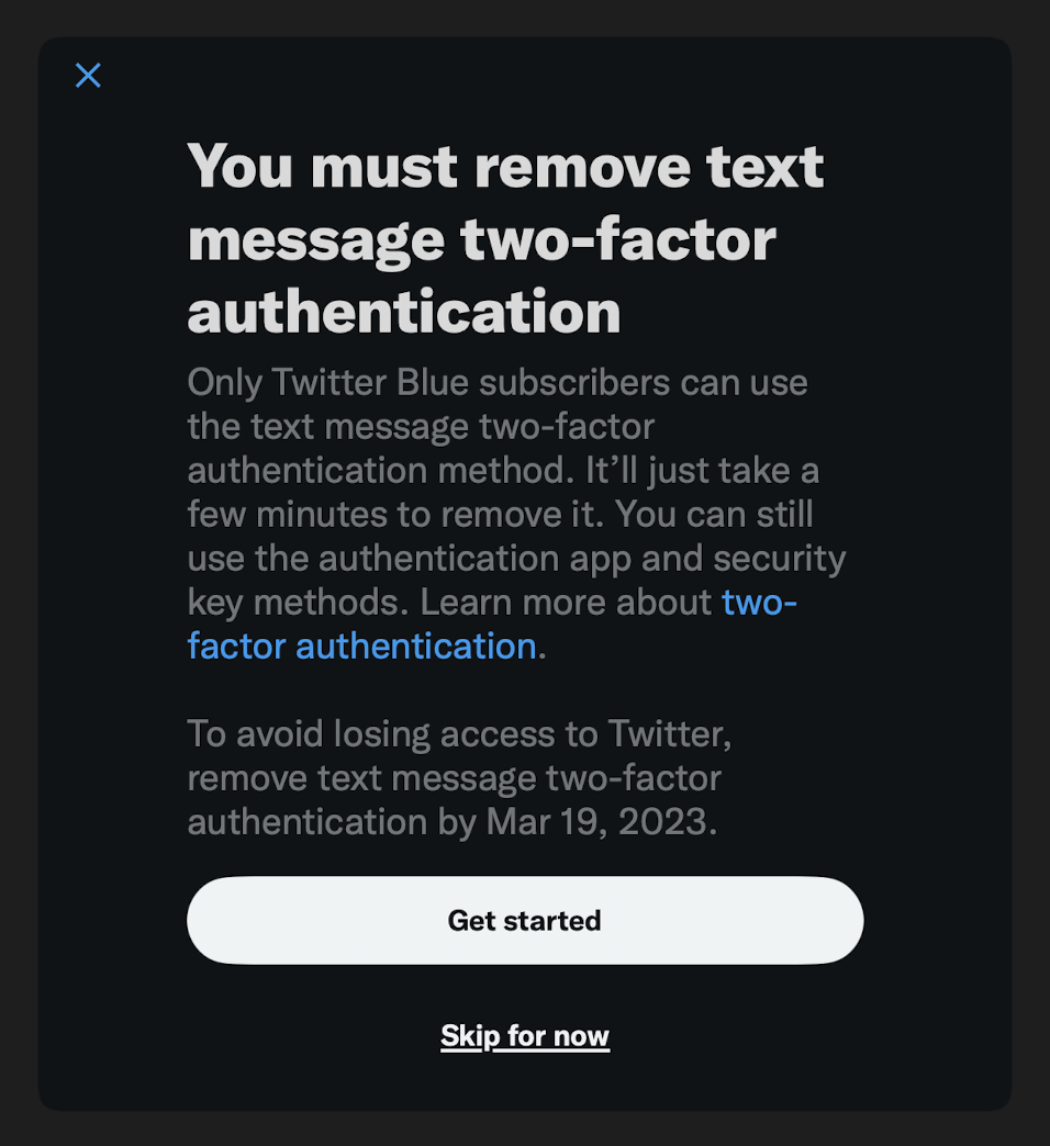 A notice I received from Twitter for Mac
